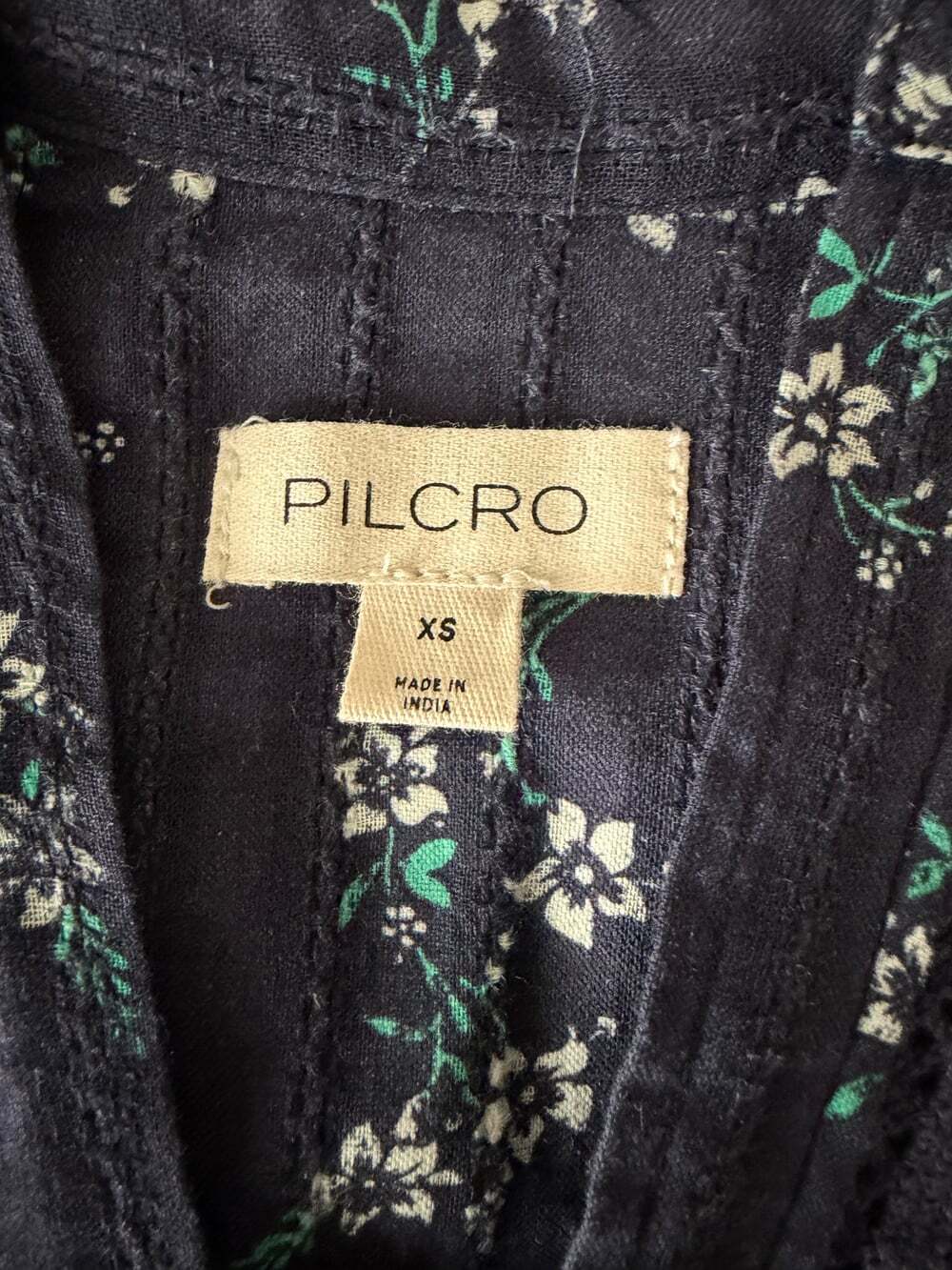 Pilcro Navy Floral Pintuck Peplum Blouse - Picture 5 of 5